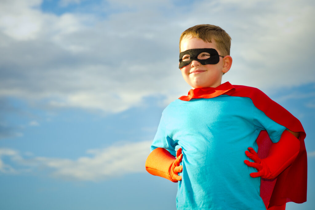 Child dressed as Strength Hero